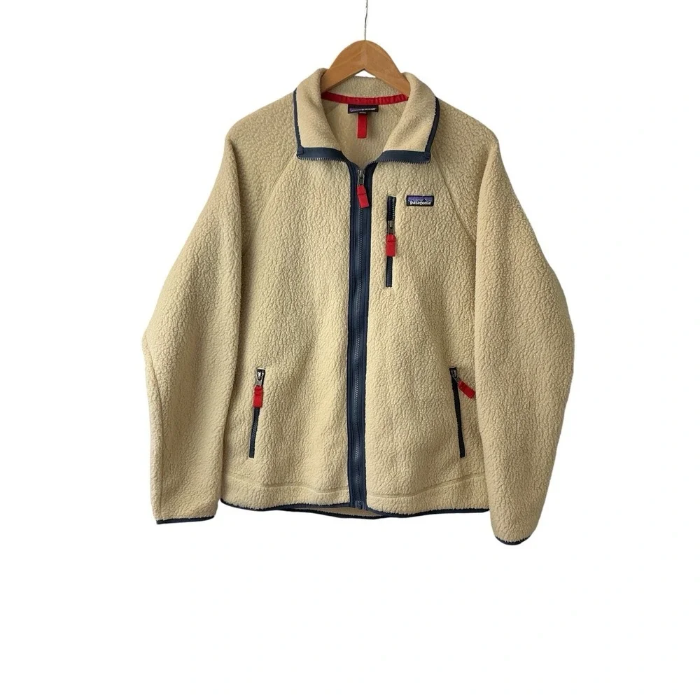 Mens PATAGONIA‎ Retro Pile El Cap Khaki Full Zip Fleece Sweater Jacket L